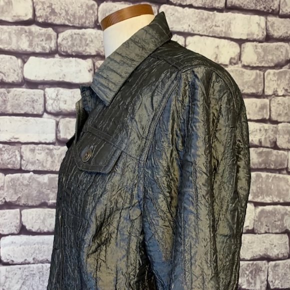 Chico's Shiny Puckered Fabric Jacket Size L - Picture 7 of 12